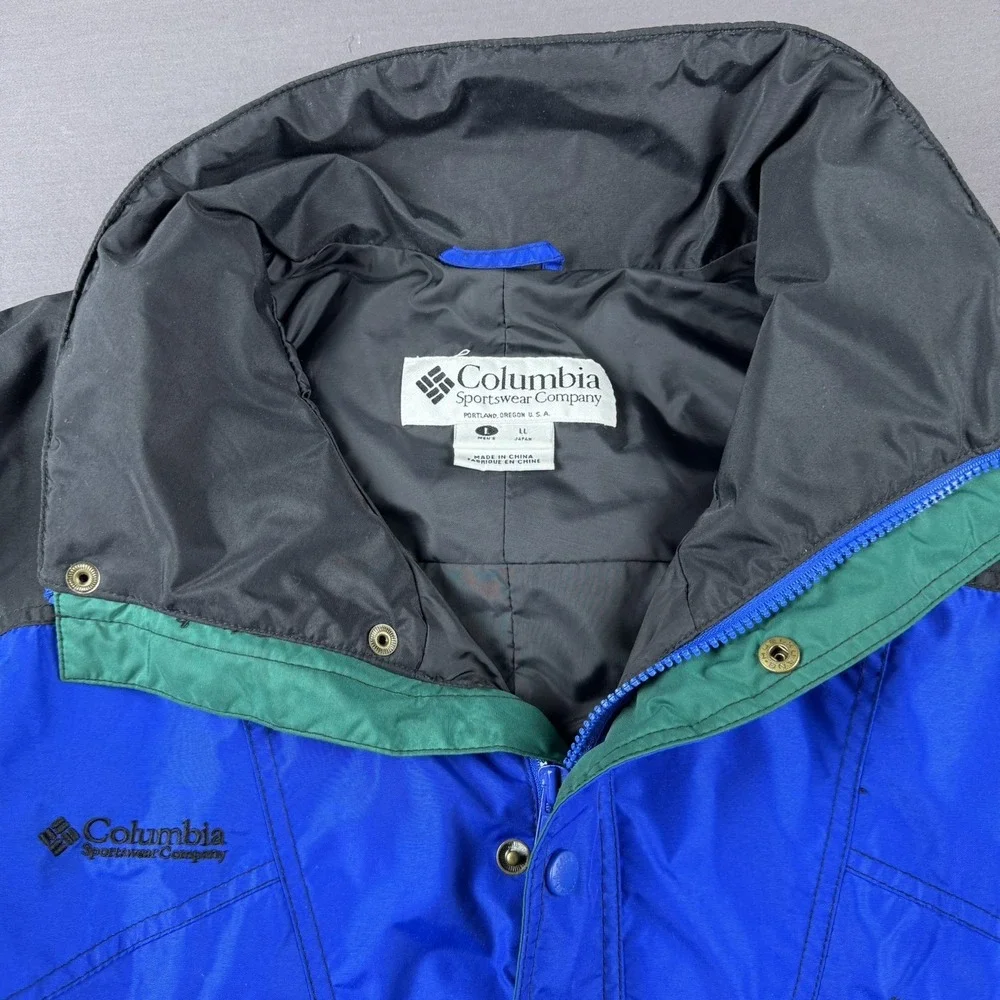 Columbia Mens XL Blue Pullover Ski Jacket Hooded Vintage 90s Coat Retro Anorak